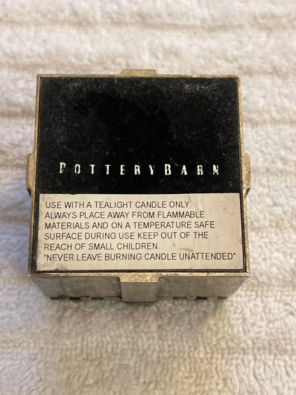 Pottery Barn Silverplated 'Gift with Bow' Box Candle Holder, Trinket Box, Heavy - Picture 6 of 6